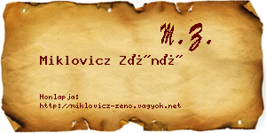 Miklovicz Zénó névjegykártya
